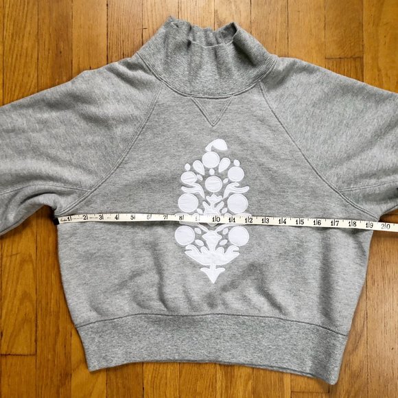 Free People Gray Sweatshirt with White Floral Design - Picture 5 of 6